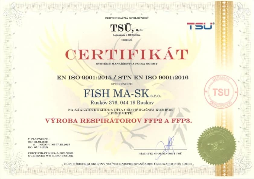 Certifikát ISO 9001 (SK)